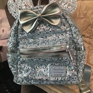Disney parks loungefly blue sequin backpack